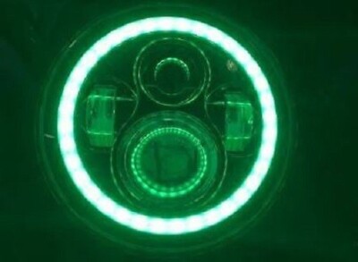 FITS 7″ BLACK GREEN WITH HALO LED HEADLIGHT KAWASAKI VULCAN NOMAD