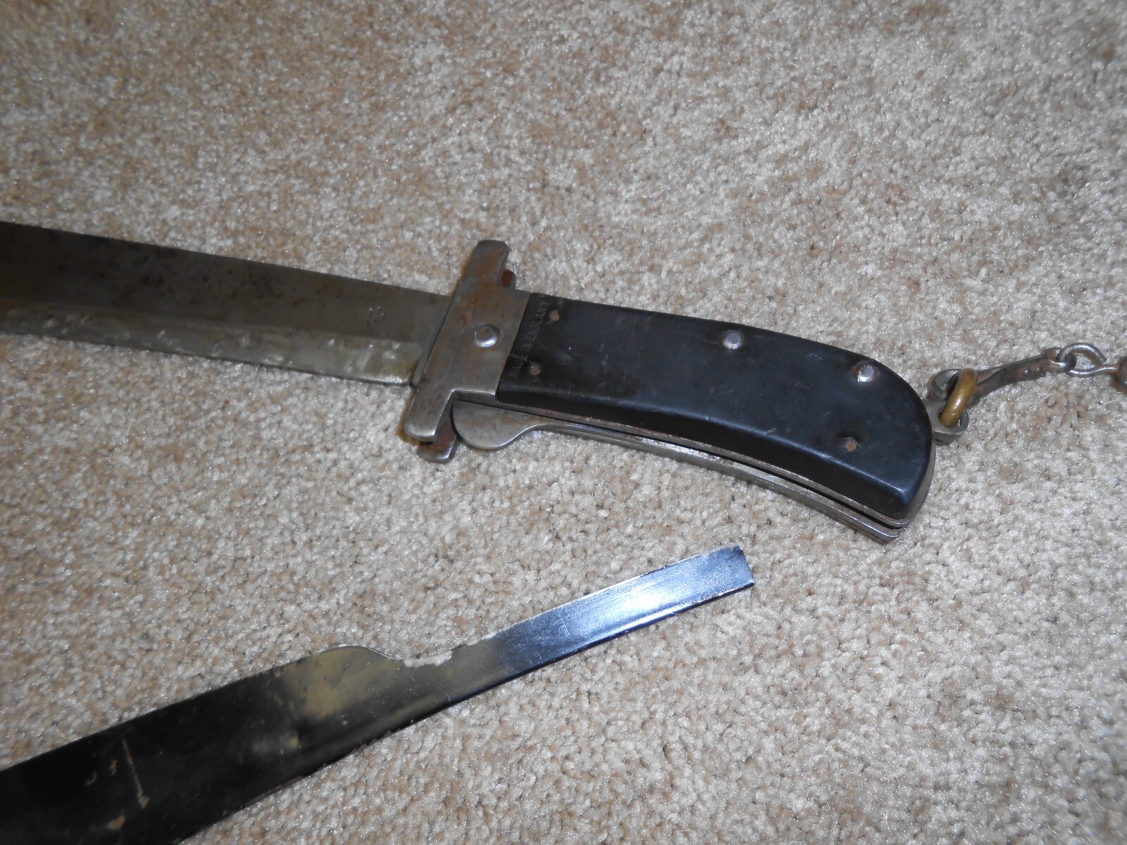 HTF British Air Corp WWII PILOT FOLDING MACHETE SURVIVAL KNIFE GUARD eBay