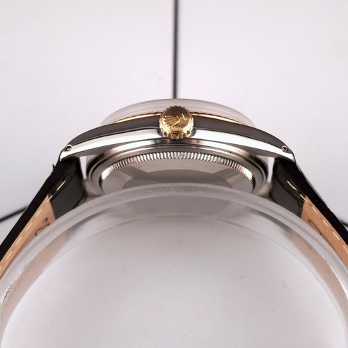 Rolex Datejust 36mm Yellow Gold Fluted Motif Diamond Dial Leather Band Watch - Picture 8 of 12