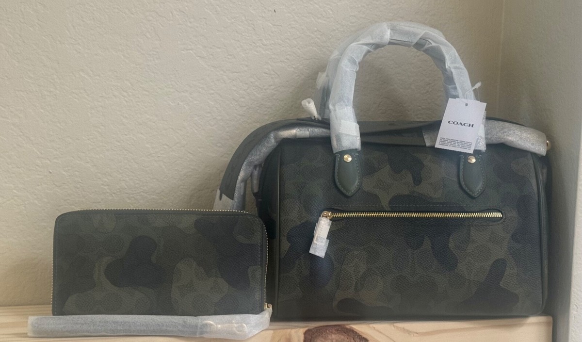コーチャン 直接受渡し NWT Coach Rowan Satchel Bag In Signature Camo CV952 & Matching