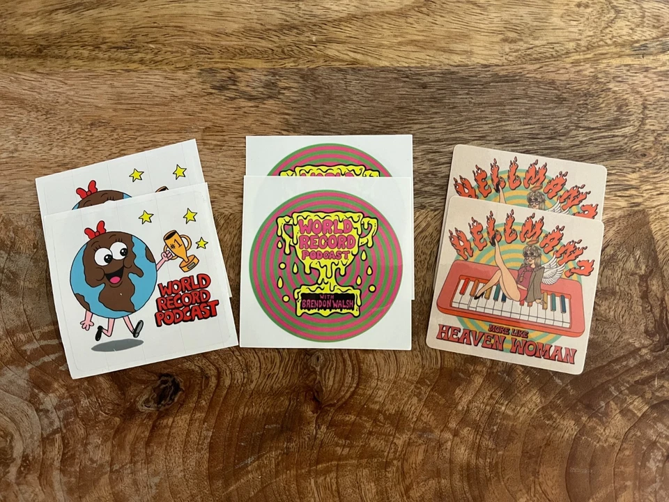 World Record Podcast Sticker 6-Pack! Johnny Ryan, Don Picton, Lisa Taranchenko