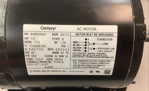 Century 4UE80 AC Single Phase 115/230V Electric Belt-Drive Motor (M14) - Picture 2 of 13