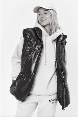 Nasty Gal Womens Oversized High Shine Padded Vest Jacket Size 6 Black