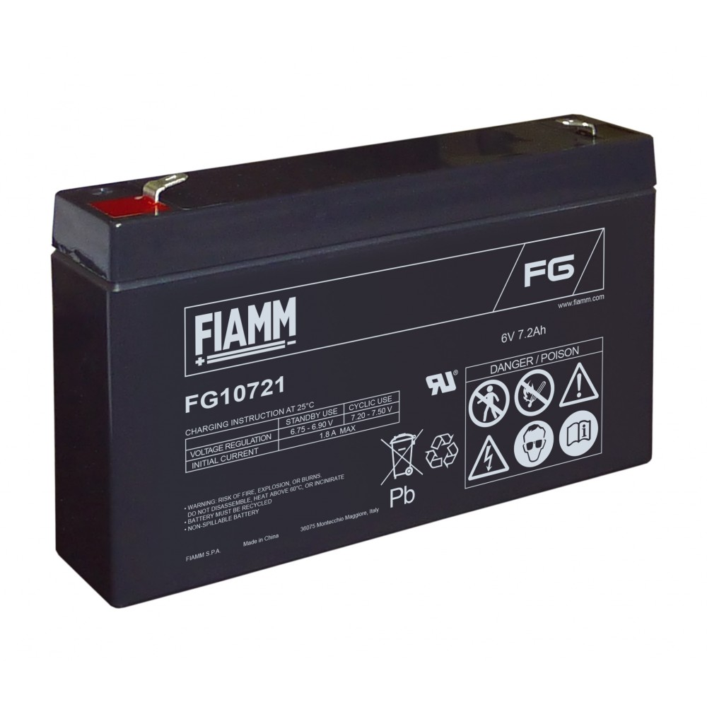 Fiamm  FG10721 6V 7,2Ah Batteria piombo ermetica ricaricabile AGM 7,5 7 Ah