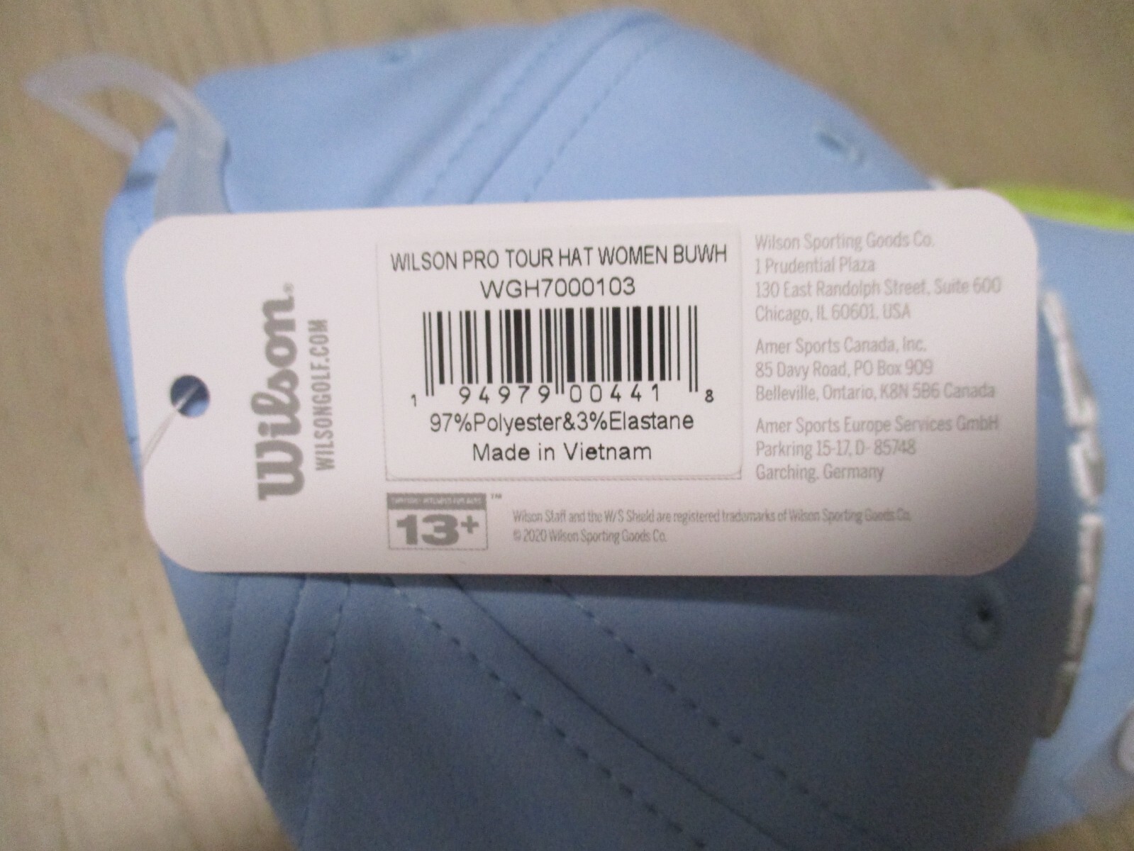 Wilson Women's Pro Tour Golf Hat Cap SnapX Light Blue White With Ball Marker NWT