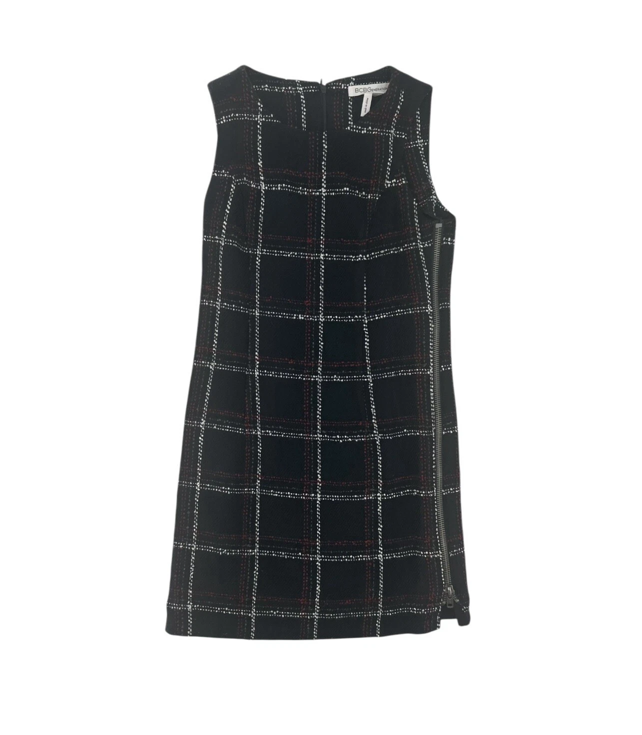 VALENTINO Abito tubino donna BCBG Generation a quadri taglia 2 nero tweed senza maniche