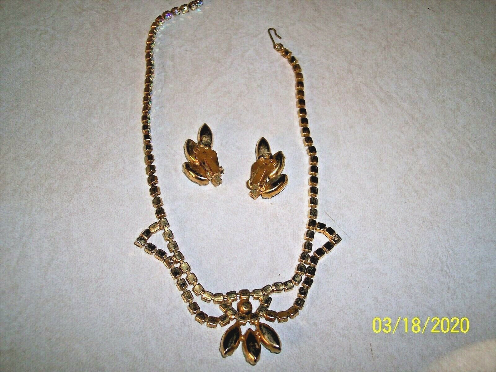 Vintage Prong set  Aurora Borealis Rhinestone Nec… - image 1