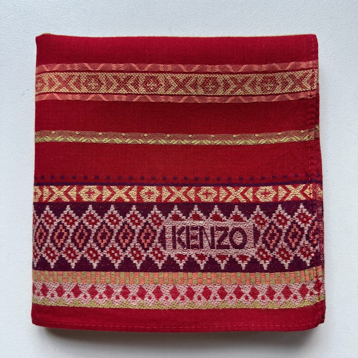 工芸品 Square pocket garapai HANDKERCHIEF JAPAN MEN'S POCKET SQUARE VINTAGE RED GEOMETRIC