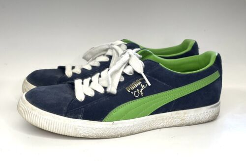 douche vonnis Maan oppervlakte PUMA Clyde Suede Leather Sneakers Men's Size 9 Navy Blue/Green | eBay