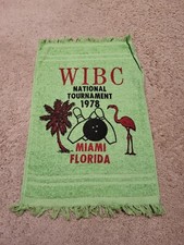 1978 Vintage WIBC National Tournament Towel Green Bowling Miami Florida