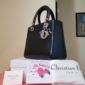 black patent lady dior bag