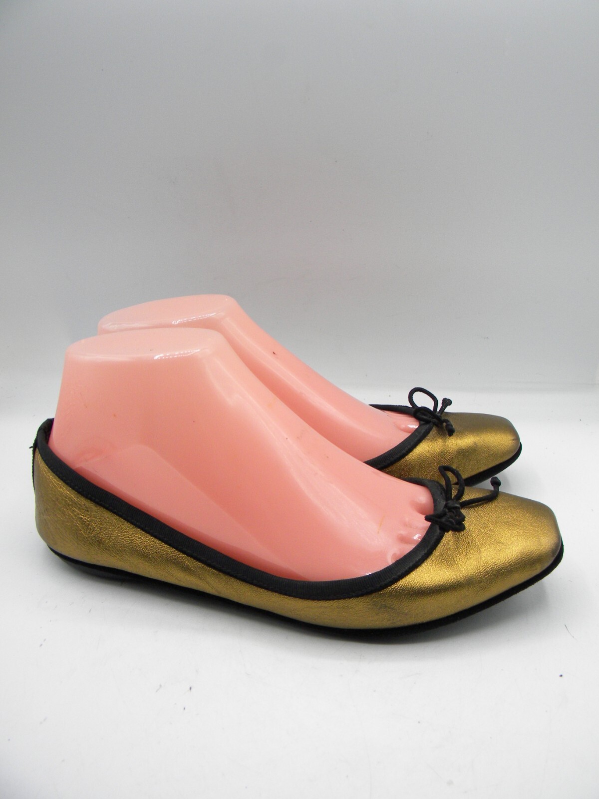 Ballerine YSL Yves Saint Laurent in pelle oro metallizzato con fiocco taglia EU 36