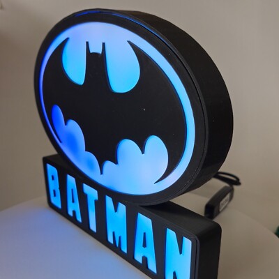 Batman Lamp LED Lightbox 3D printed Logo Sign Shelf Art with Controller 9'' x 8'' 