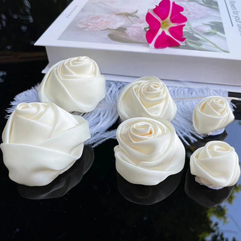 5 piezas Flores de satén 3D Rosa Hecho a mano Artesanía para Disfraz Blazer Chaqueta Decoración Hágalo usted mismo Foto 4 de 4