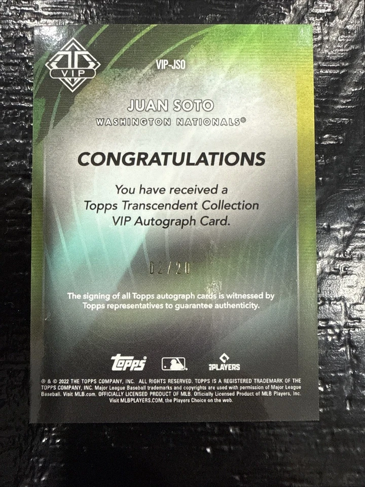 2022 Topps Transcendent Collection VIP Party Juan Soto Auto /20 - Image 4 of 4