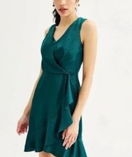 NWT Nine West Silky Green Snakeskin Print Sleeveless Midi Dress Size XL