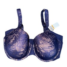 Felina Paramour Bra 40DD Jessamine Full Figure Minimizer 135083 Blue lace NWT