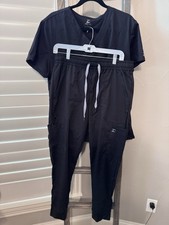 Scrub set Zinnia Core Black XL Top and Large Bottoms EUC