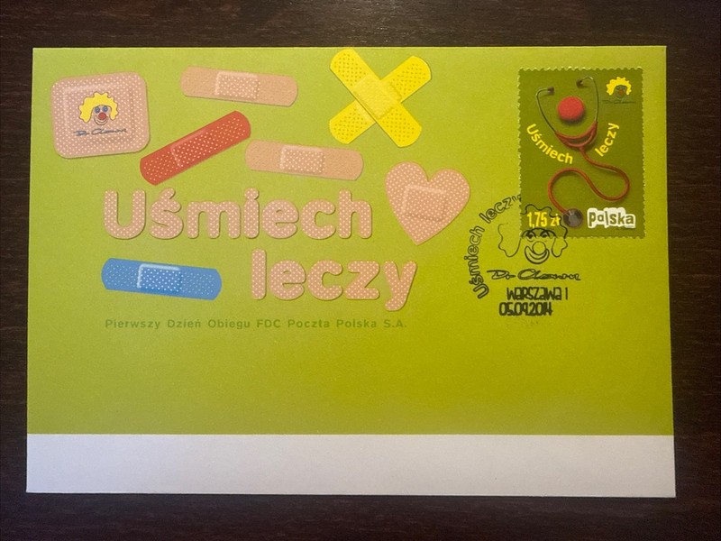 POLAND FDC COVER 2014 YEAR CHILDREN HEALTH CLOWN DOCTOR MEDICINE STAMPS