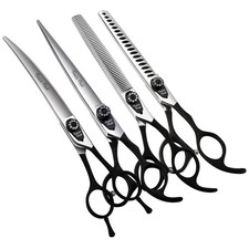 Fenice Peak 7.5 Professional Dog Grooming Scissors Set Black Non-Slip Handle
