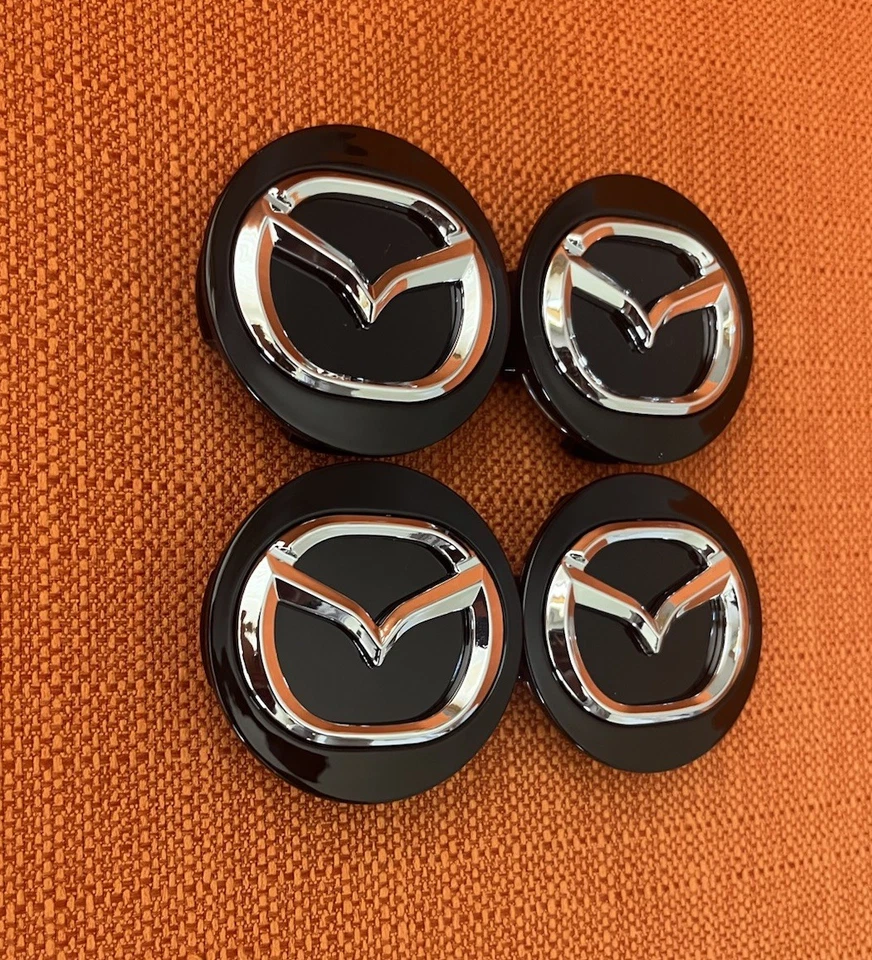 Tampas de centro de roda Mazda 4x pretas 56 mm/2,20 polegadas Mazda 3/5/6, Miata, RX 8, CX3/5/7/9 - Imagem 2 de 4