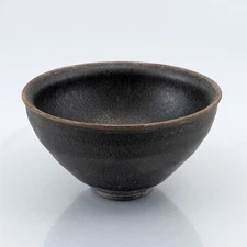 Chinese Porcelain Song dynasty jian kiln Black glaze Fambe jianzhan Teacup.