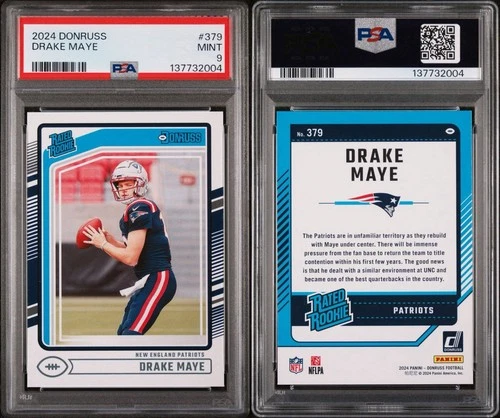 2024 DONRUSS DRAKE MAYE RC # 379 PSA 9 MINT NEW ENGLAND PATRIOTS