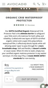 Avocado Organic Certified Waterproof Crib Matress Protector