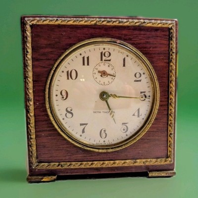 Seth Thomas clock, Severn, Mechanical, wood, brass Mid-Century, Alarm WORKS! 