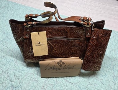 patricia nash tobacco fields Patricia Nash Metallic Tobacco Fields Romina Leather Shoulder Bag + Wallet  NWT