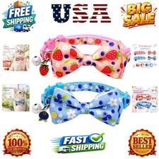 Strawberry Blueberry Cat Collar 2 Pack with Removable Bow Tie, Breakaway Kitt...