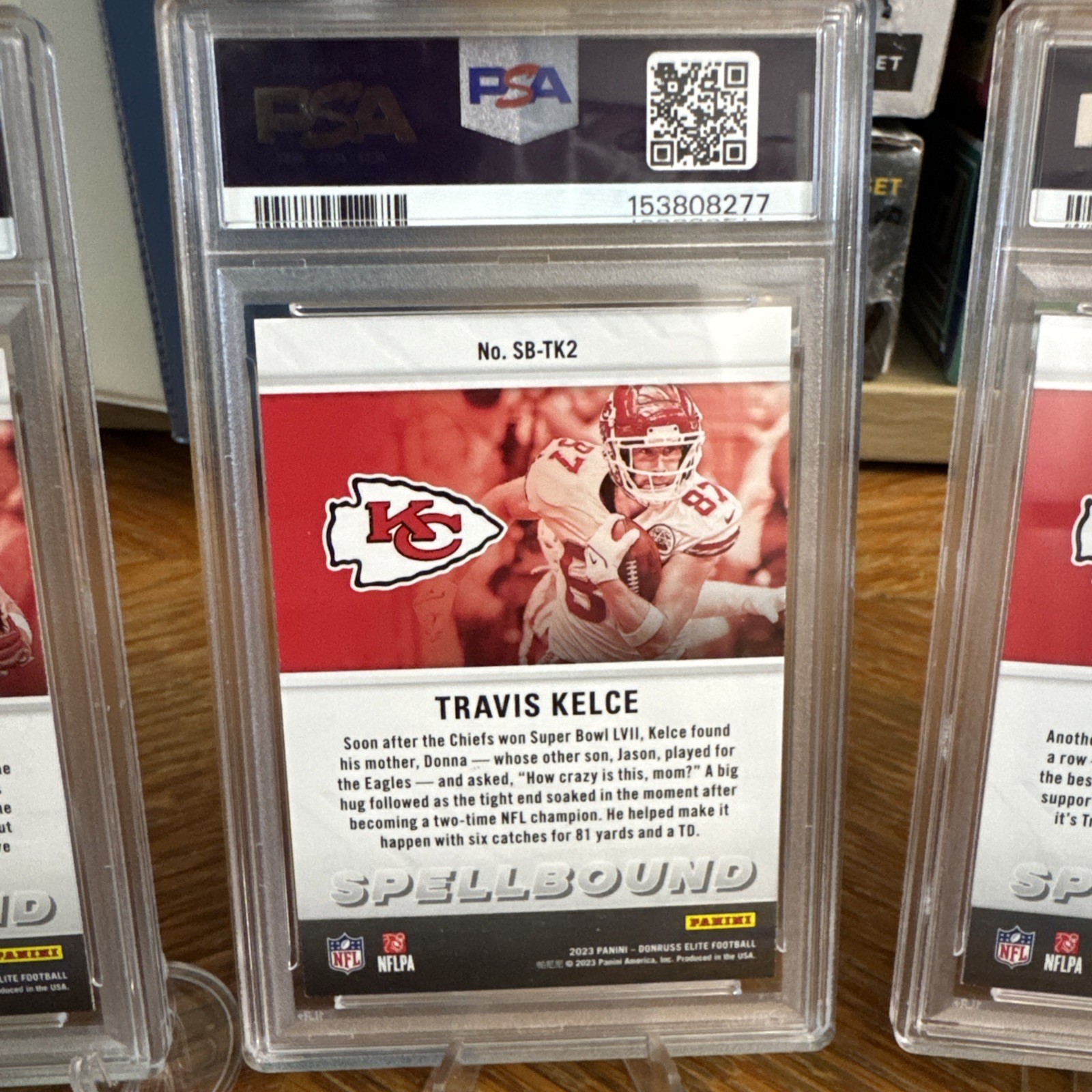 2023 Donruss Elite Travis Kelce Green Spellbound Graded SET. PSA 9s view 11