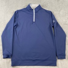 Peter Millar Pullover Performance Sweatshirt Boys L 11-12 Blue Quarter Zip Logo
