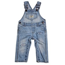 OshKosh Overalls Size 6 mo Vestbak Distressed Light Wash Bib Style Pants Cotton