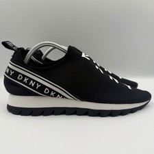 DKNY K1965369 Women's Size 10M Slip On Sock Sneakers Logo Knit Black