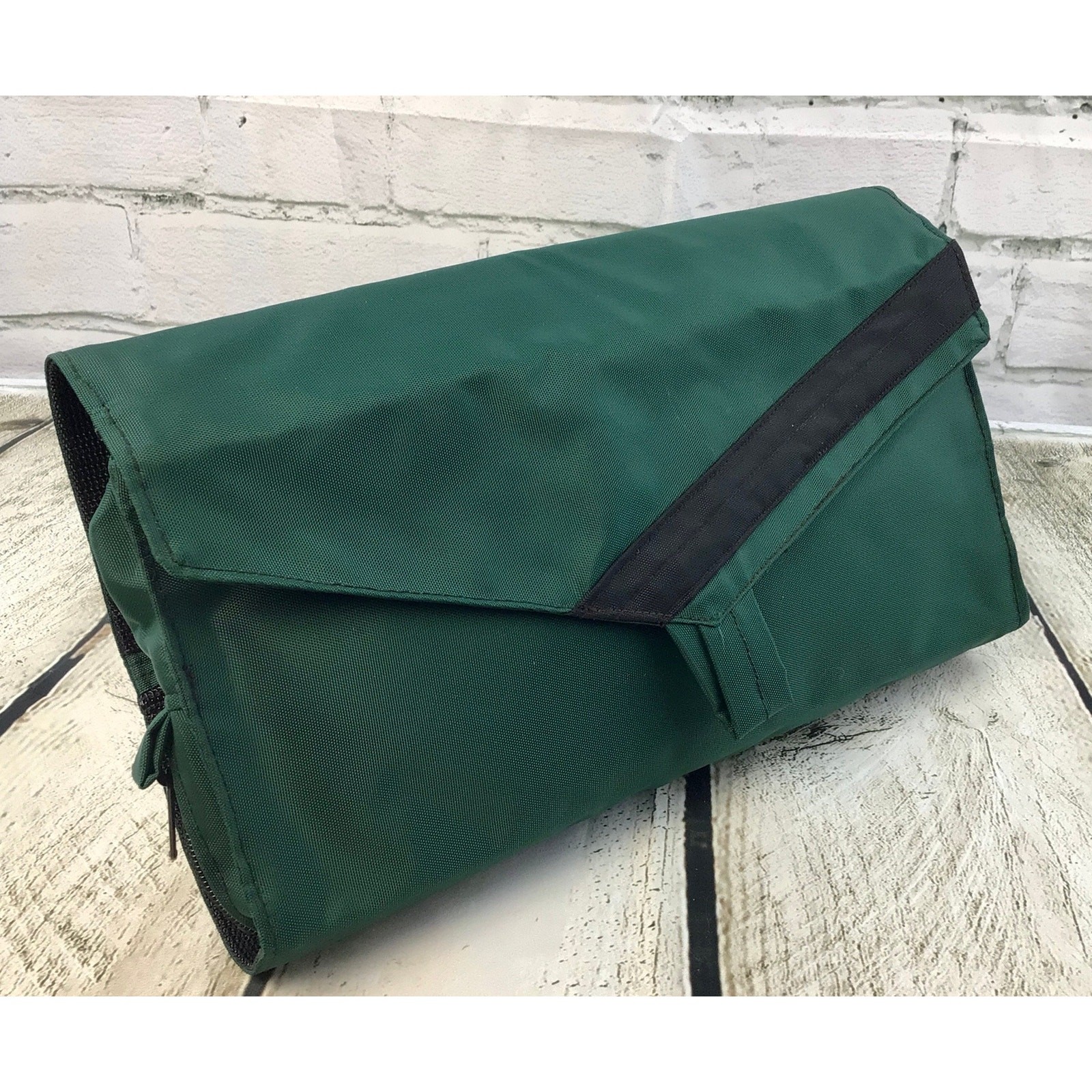 Forest Green Toiletry Bag with Black Trim - Makeup & Shave Kit Dopp Bag-image