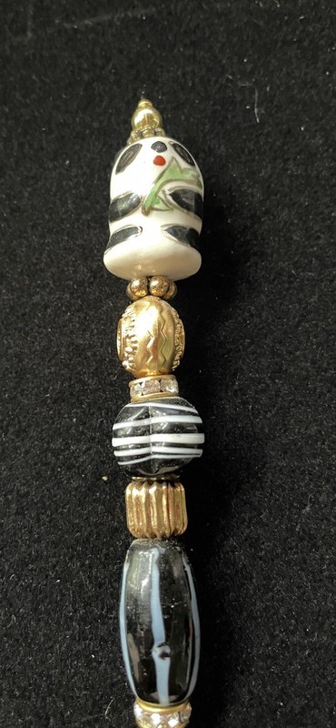 Unique Ornate Vintage Goldtone Hat Stick Lapel Pin Rhinestones Beads