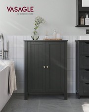 Bathroom Floor Storage Cabinet 2 Doors Adjustable Shelves Black 60cm