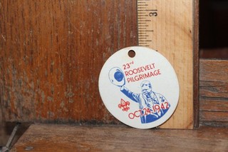 WWII Boy Scouts 23rd Roosevelt Pilgrimage October 24 1942 Paper Tag Button