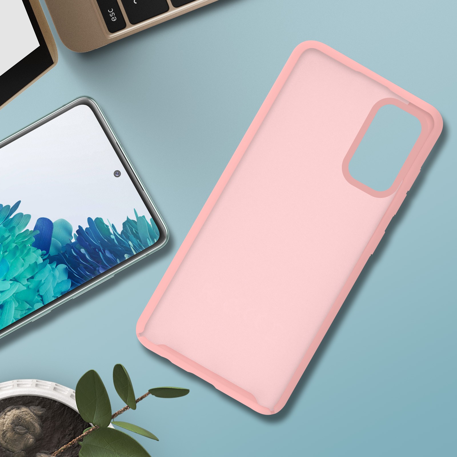 Coque silicone Galaxy S20 FE mate rose semi-rigide finition premium