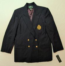 Lauren Ralph Lauren Blazer Crest Size 16 USA Vintage Jacket Blue Embroidered
