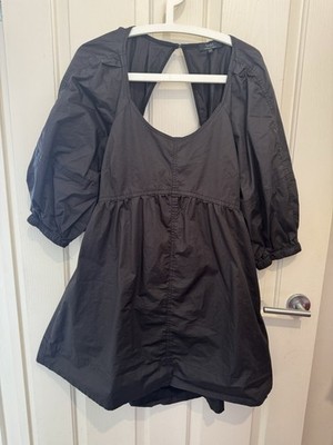 Saba Mini Dress Size 14 Black Button Backless Short Sleeves