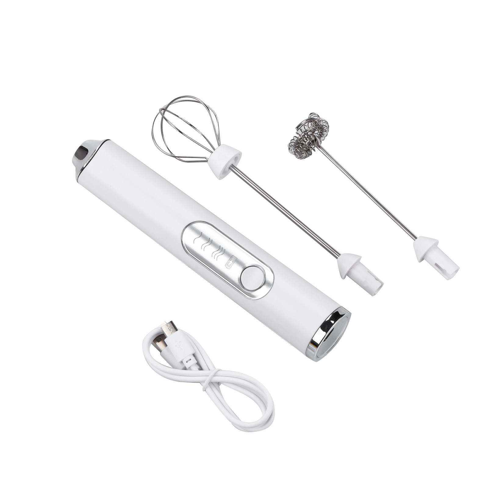 White Mini Electric Foamer Milk Frother Egg Beater Stirrer Whisk Mixer Tool qq