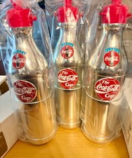 3 x Vintage 1990’s COCA COLA CUP SILVER WATER BOTTLES collectible - BNIB
