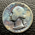 1932-D Washington Quarter 25c • Beautiful Rainbow Toning • VG/F •Key Date
