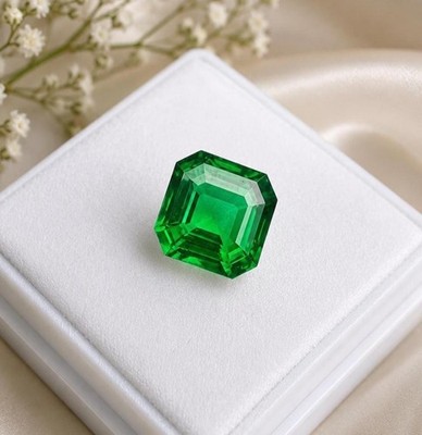 9 Ct Natural Colombian Green Emerald Asscher Cut Gemstone GIE Certified A+ S01