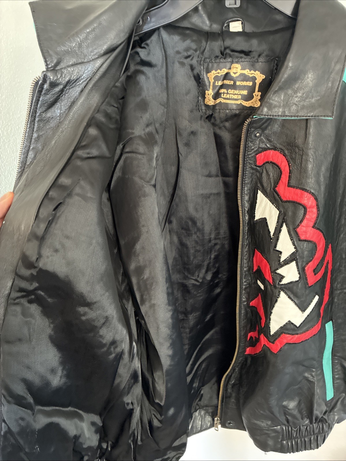 Leather Aztec Native Jacket Turquoise Tribal Leat… - image 3