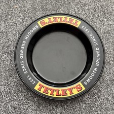 Tetleys Smooth Brewed since 1822 Black Ashtray Pub Breweriana Vintage Plastic