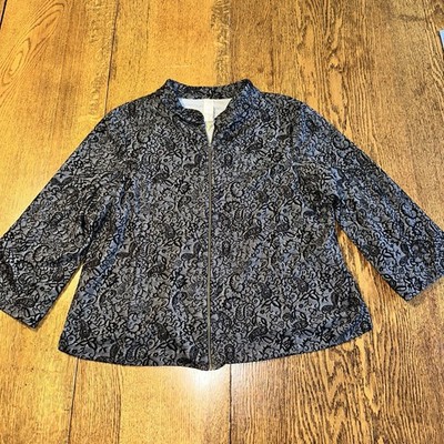Chalet Et Ceci NWT Jacket Cardigan Full Zip Floral Print Medium Boutique Art USA