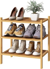 Small Shoe Rack, Bamboo Wood Shoe Rack for Entryway, Stackable | Foldable | Natu